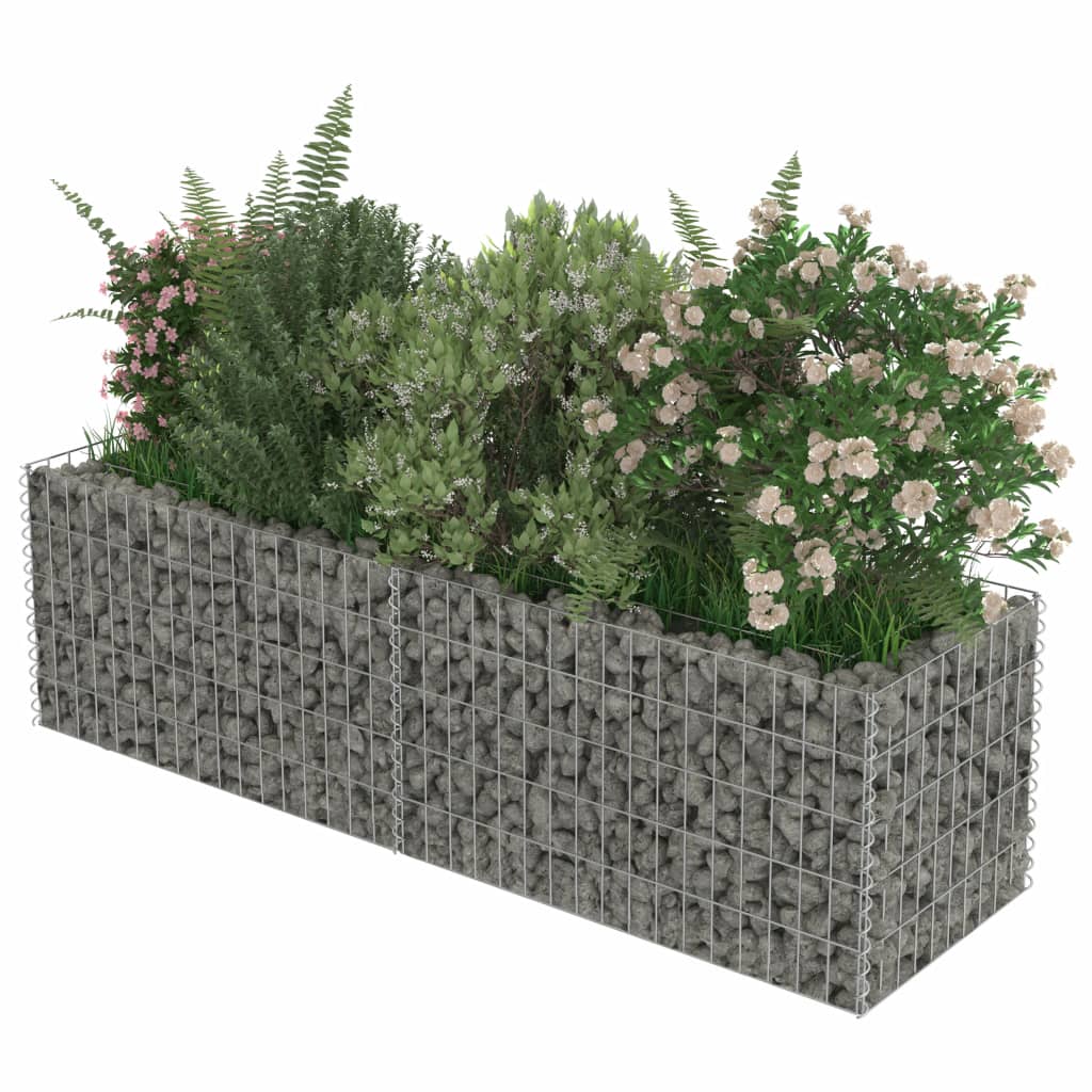 vidaXL Gabion Raised Bed Galvanised Steel 450x90x100 cm - Raised Beds from vidaXL