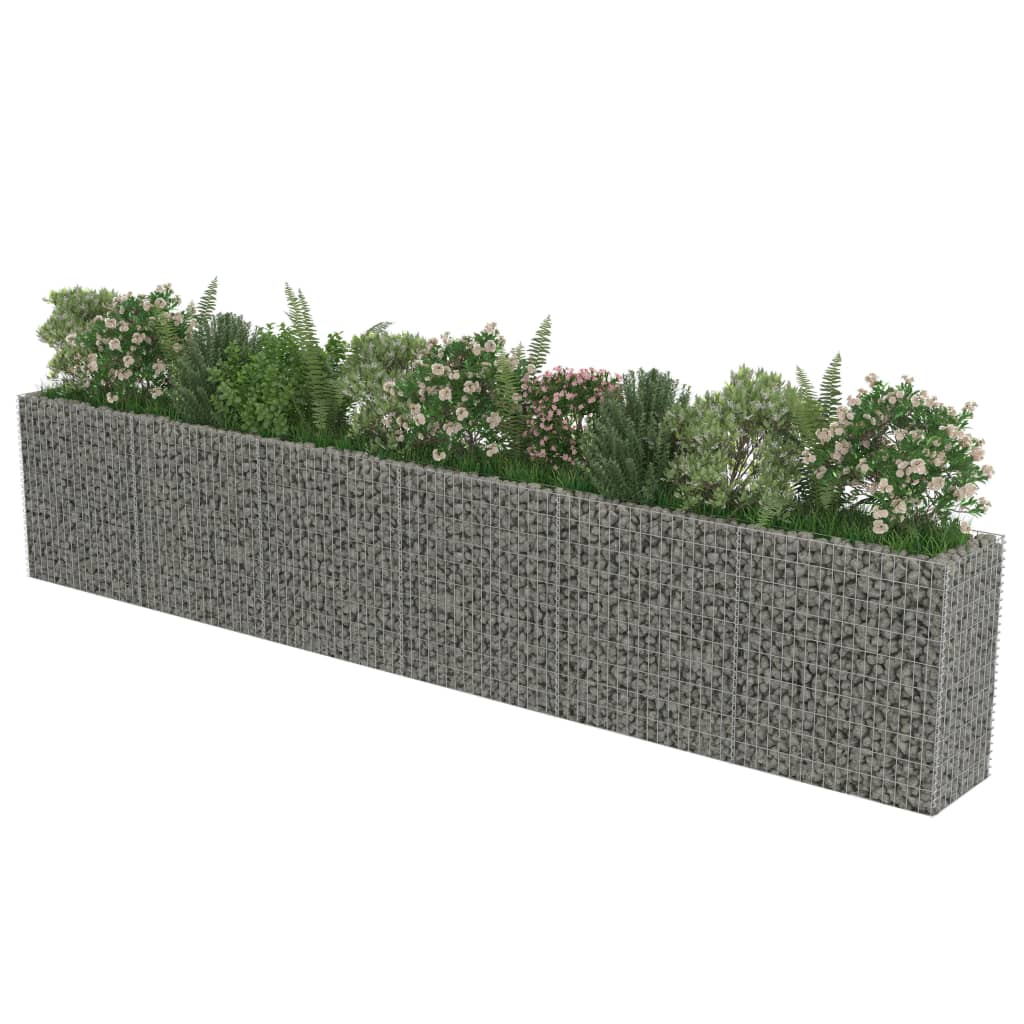 vidaXL Gabion Raised Bed Galvanised Steel 450x90x100 cm - Raised Beds from vidaXL