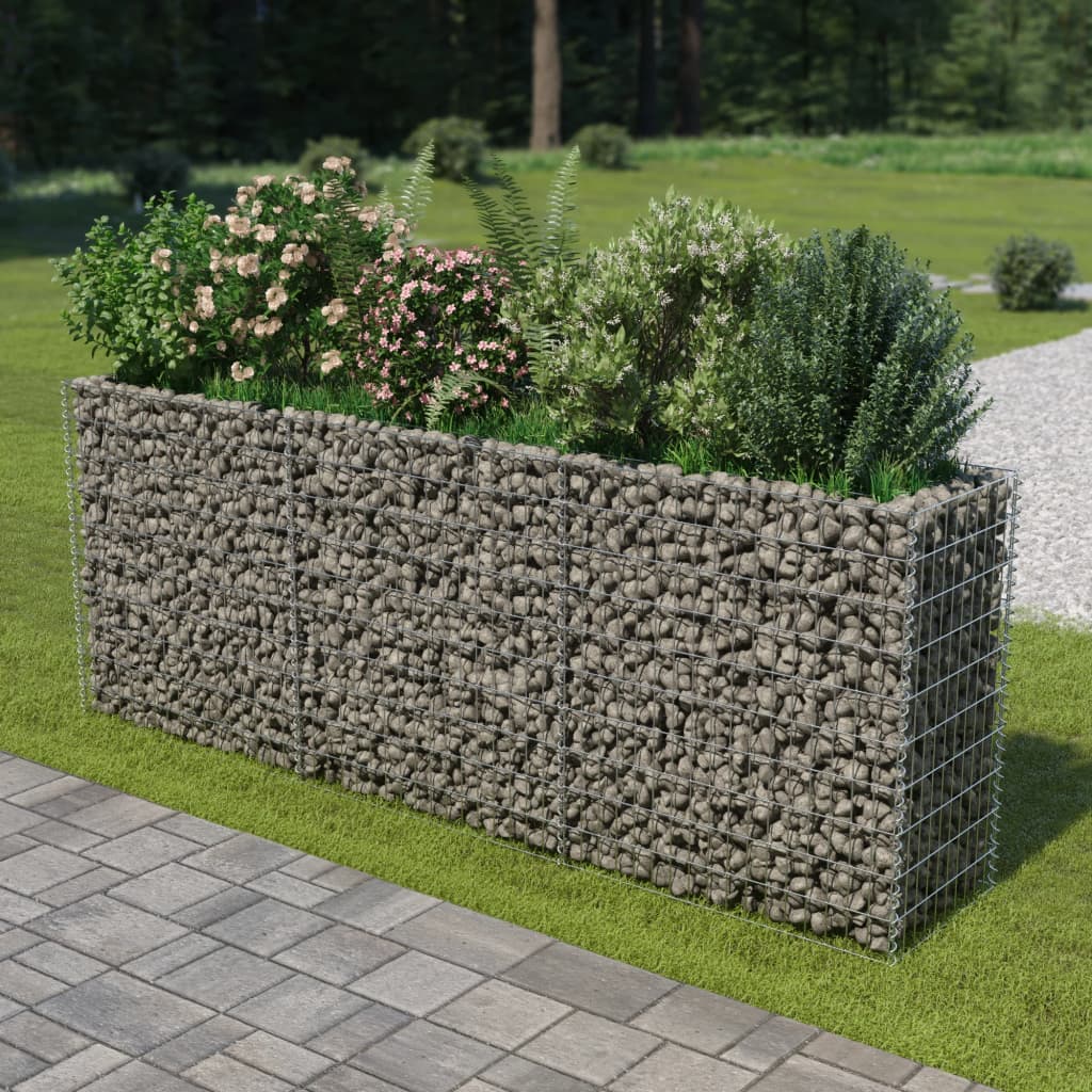 vidaXL Gabion Raised Bed Galvanised Steel 450x90x100 cm - Raised Beds from vidaXL