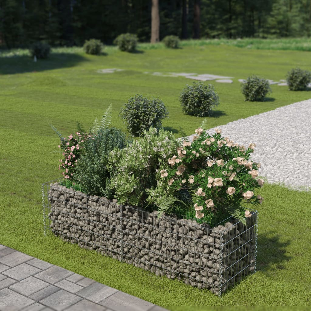 vidaXL Gabion Raised Bed Galvanised Steel 450x90x100 cm - Raised Beds from vidaXL