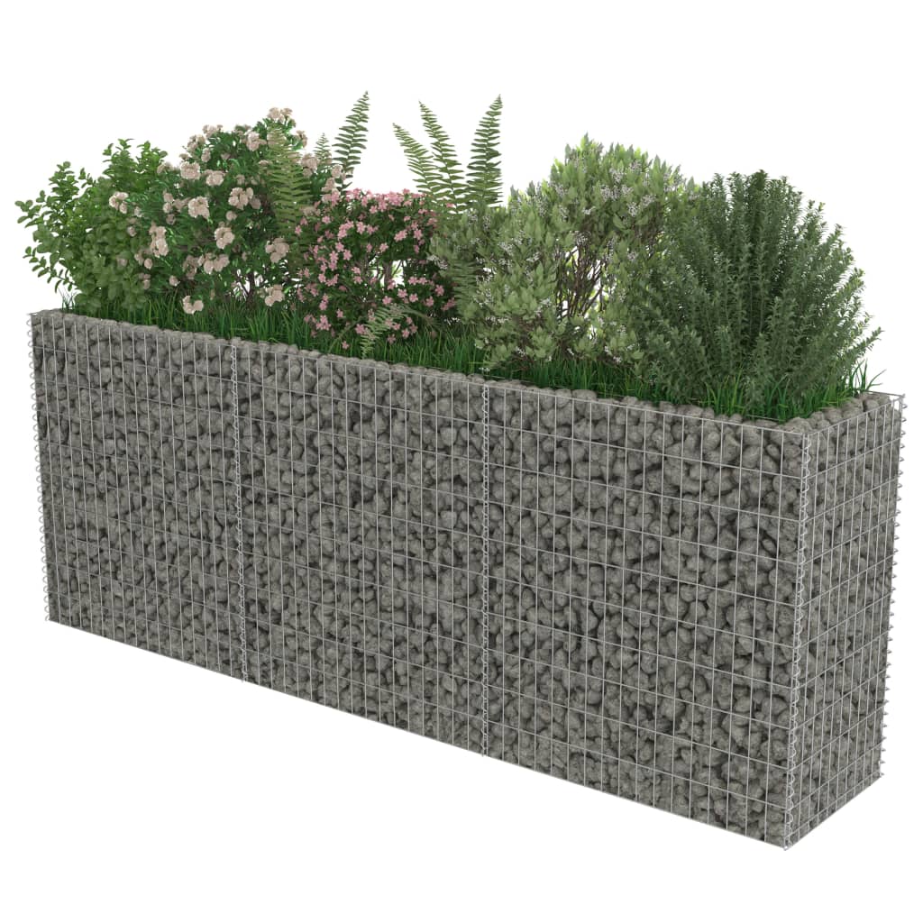 vidaXL Gabion Raised Bed Galvanised Steel 450x90x100 cm - Raised Beds from vidaXL