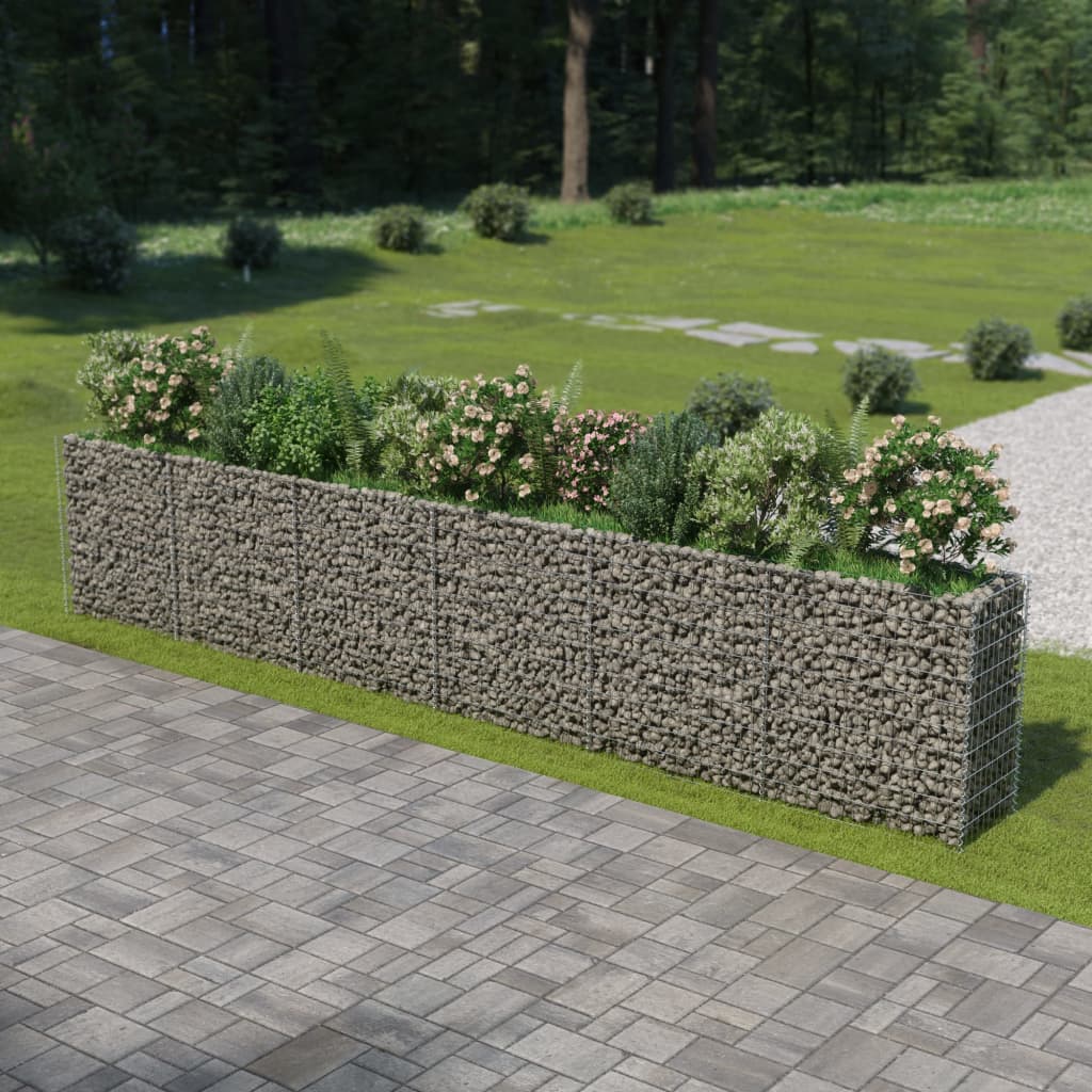 vidaXL Gabion Raised Bed Galvanised Steel 450x90x100 cm - Raised Beds from vidaXL