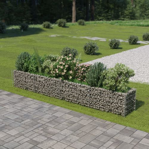 vidaXL Gabion Raised Bed Galvanised Steel 450x90x100 cm - Raised Beds from vidaXL