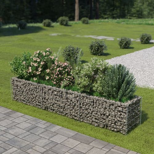 vidaXL Gabion Raised Bed Galvanised Steel 450x90x100 cm - Raised Beds from vidaXL