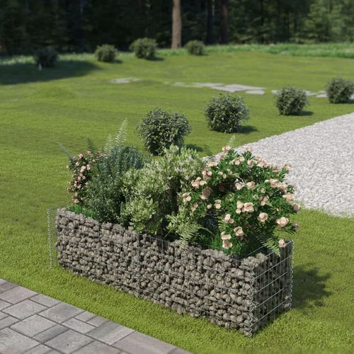 vidaXL Gabion Raised Bed Galvanised Steel 450x90x100 cm - Raised Beds from vidaXL