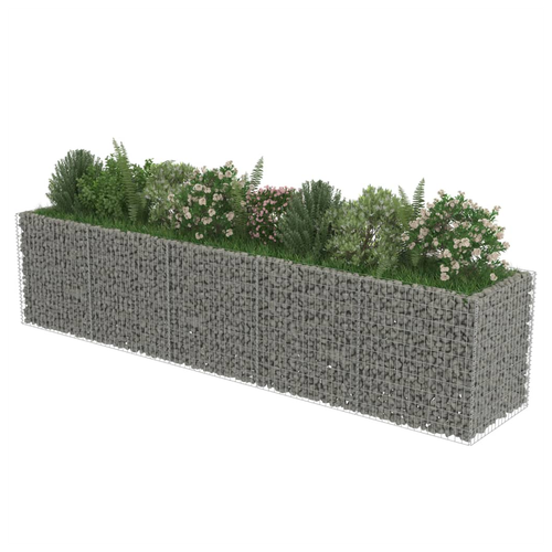 vidaXL Gabion Raised Bed Galvanised Steel 450x90x100 cm - Raised Beds from vidaXL