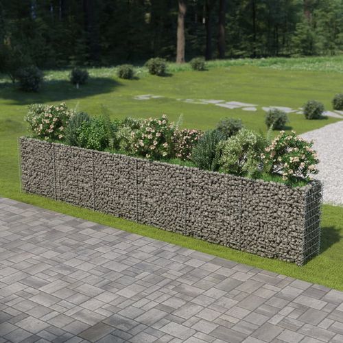 vidaXL Gabion Raised Bed Galvanised Steel 450x90x100 cm - Raised Beds from vidaXL