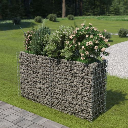 vidaXL Gabion Raised Bed Galvanised Steel 450x90x100 cm - Raised Beds from vidaXL