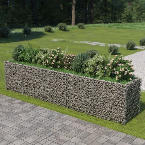 vidaXL Gabion Raised Bed Galvanised Steel 450x90x100 cm - Raised Beds from vidaXL
