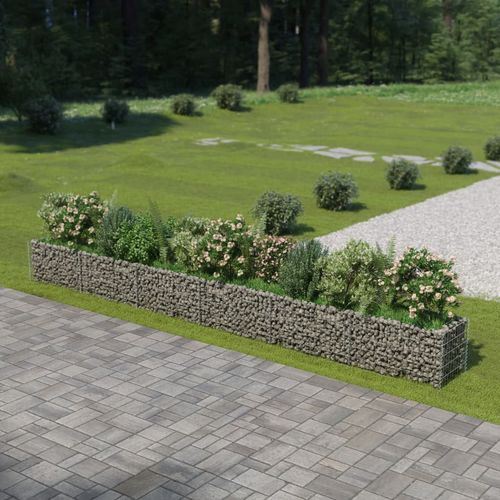 vidaXL Gabion Raised Bed Galvanised Steel 450x90x100 cm - Raised Beds from vidaXL