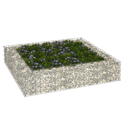 vidaXL Gabion Raised Bed Galvanised Steel 100x100x20 cm - Raised Beds from vidaXL