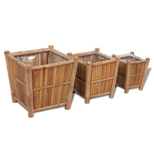 Elevate your garden style with the 3 pcs Bamboo Raised Bed with Nylon Lining, perfect for any outdoor space.