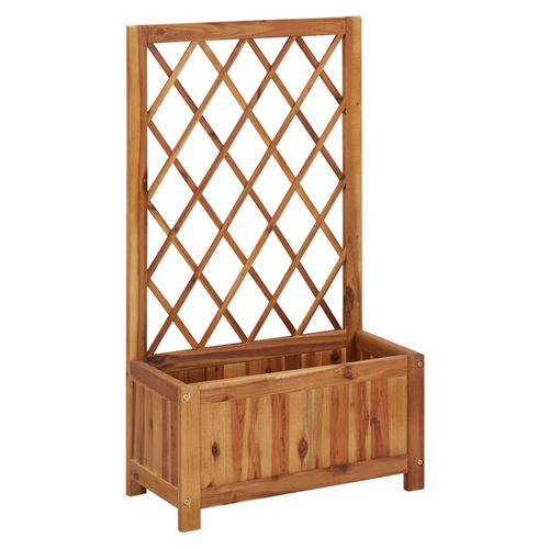 Garden Raised Bed with Trellis Solid Acacia Wood - Home Symphony
