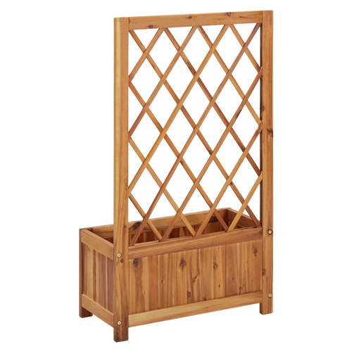 Garden Raised Bed with Trellis Solid Acacia Wood - Home Symphony