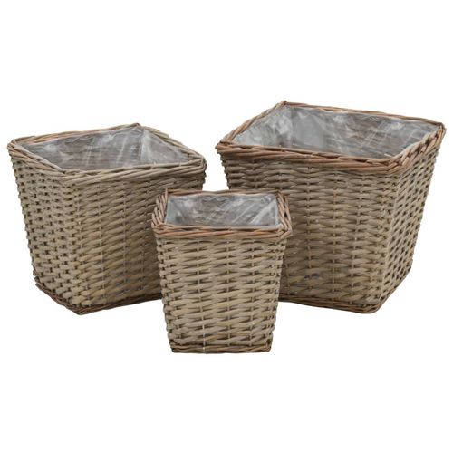 vidaXL Raised Bed 3 pcs Wicker with PE Lining - Home Symphony