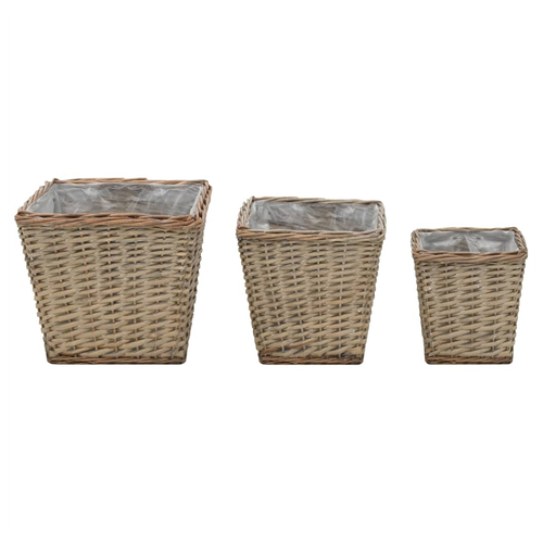 vidaXL Raised Bed 3 pcs Wicker with PE Lining - Home Symphony