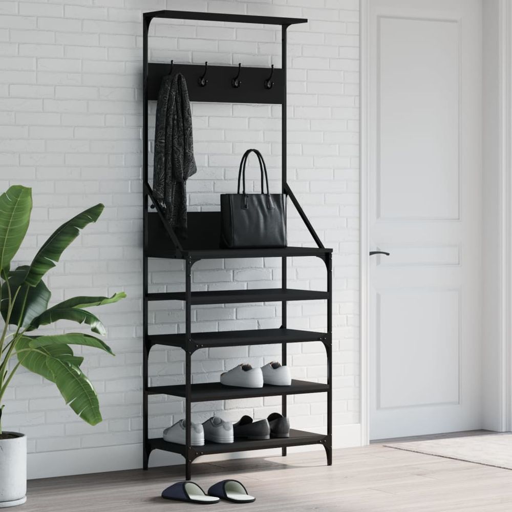 Clothes Rack with Shoe Storage vidaXL Black 70x34x184 cm - Shoe Storage from vidaXL