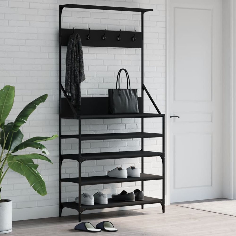 Clothes Rack with Shoe Storage vidaXL Black 70x34x184 cm - Shoe Storage from vidaXL