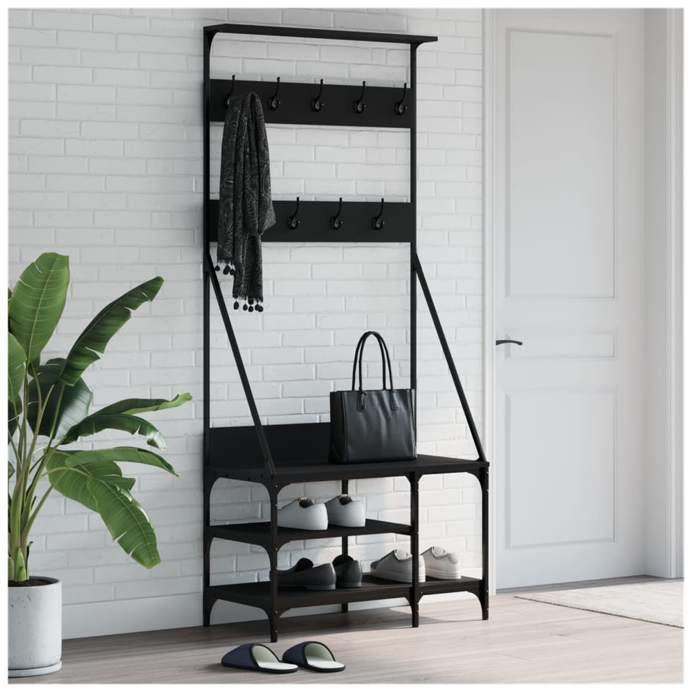 Clothes Rack with Shoe Storage vidaXL Black 80x40x184 cm - Shoe Storage from vidaXL
