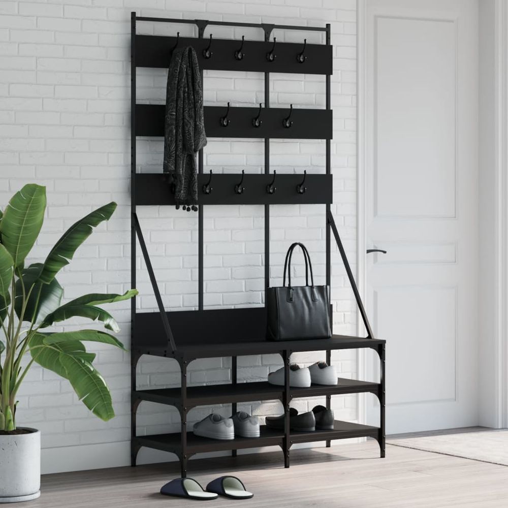 Clothes Rack with Shoe Storage vidaXL Black 100x40x184 cm - Shoe Storage from vidaXL