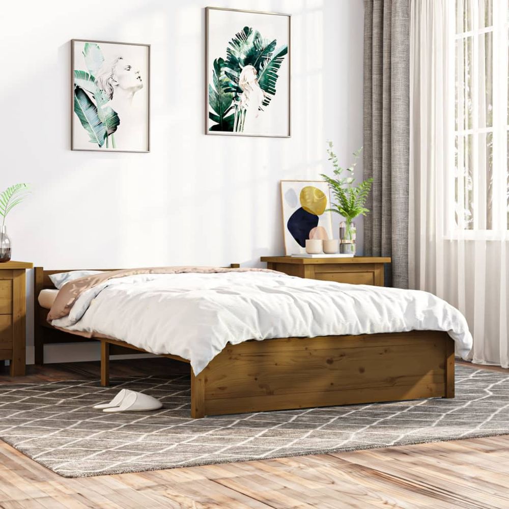 Bed Frame Solid Wood 75x190 cm vidaXL Small Single - Single Bed from vidaXL