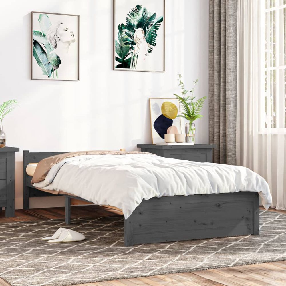 Bed Frame Solid Wood 75x190 cm vidaXL Small Single - Single Bed from vidaXL