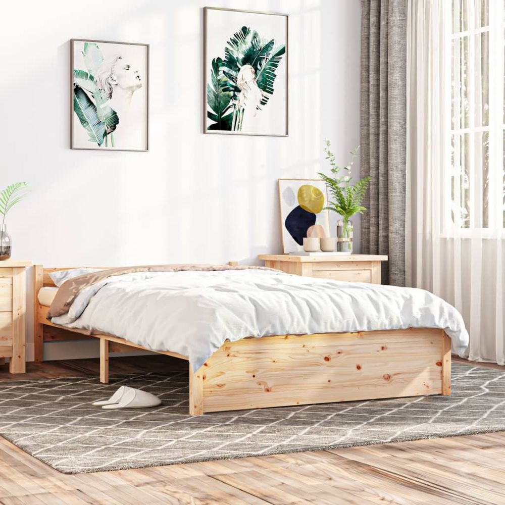 Bed Frame Solid Wood 75x190 cm vidaXL Small Single - Single Bed from vidaXL