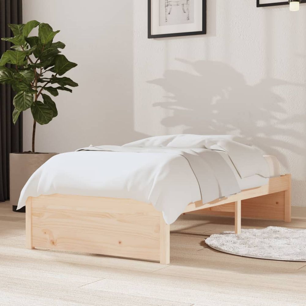 Bed Frame Solid Wood vidaXL  75x190 cm Small Single - Single Bed from vidaXL