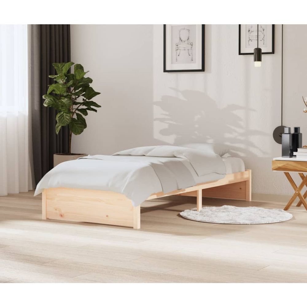Bed Frame Solid Wood vidaXL  75x190 cm Small Single - Single Bed from vidaXL