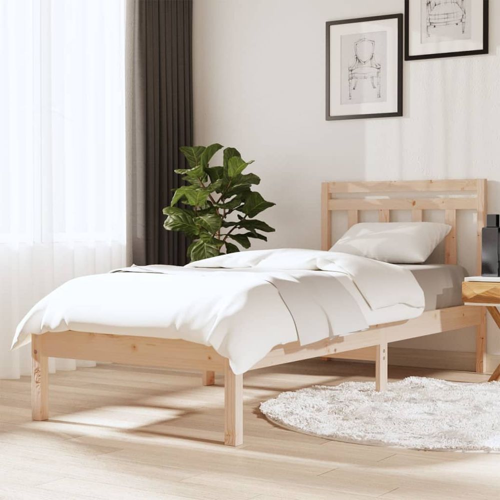 Bed Frame 75x190 cm Small vidaXL Single Solid Wood - Single Bed from vidaXL