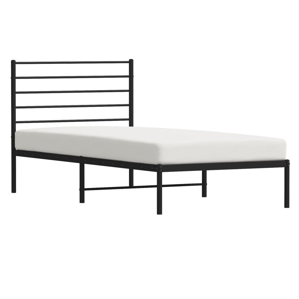 Metal Bed Frame with Headboard Black vidaXL 75x190 cm Small Single - Single Bed from vidaXL