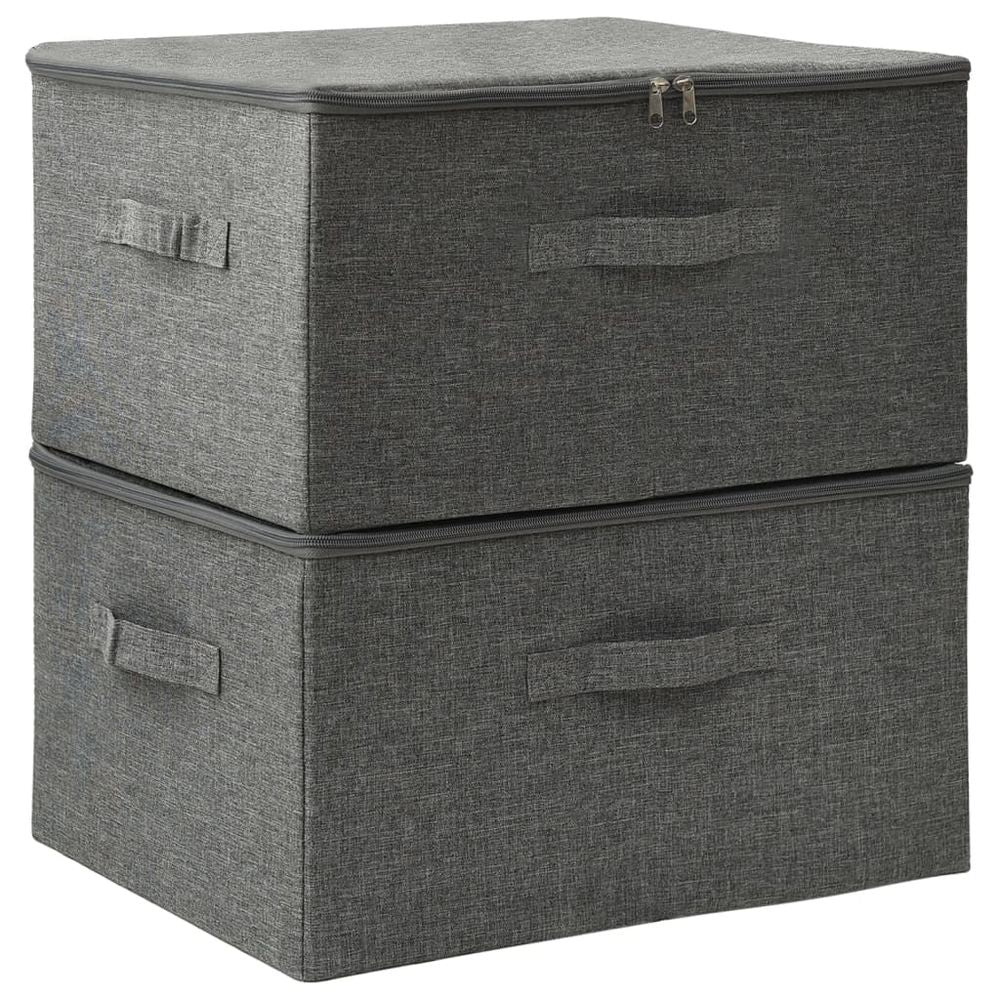Storage Boxes 2 pcs vidaXL Fabric 43x34x23 cm Anthracite - Storage Box from vidaXL