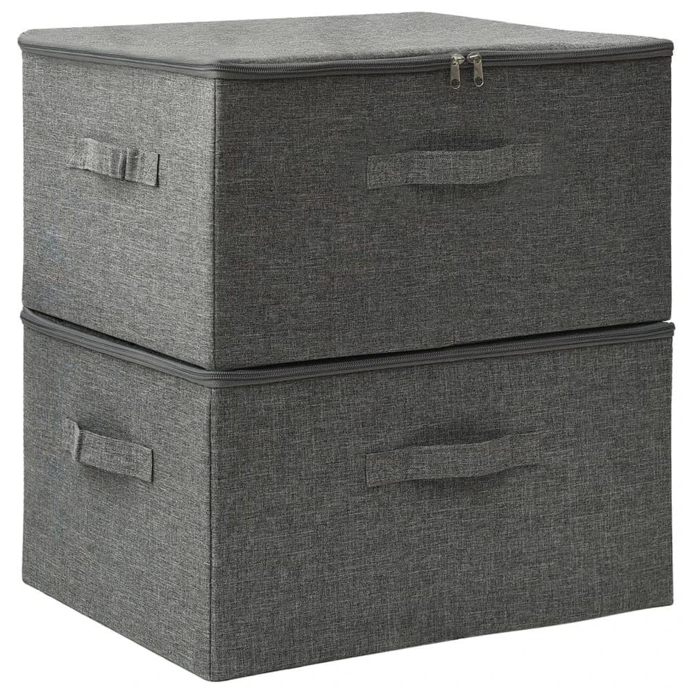 Storage Boxes 2 pcs vidaXL Fabric 43x34x23 cm Anthracite - Storage Box from vidaXL