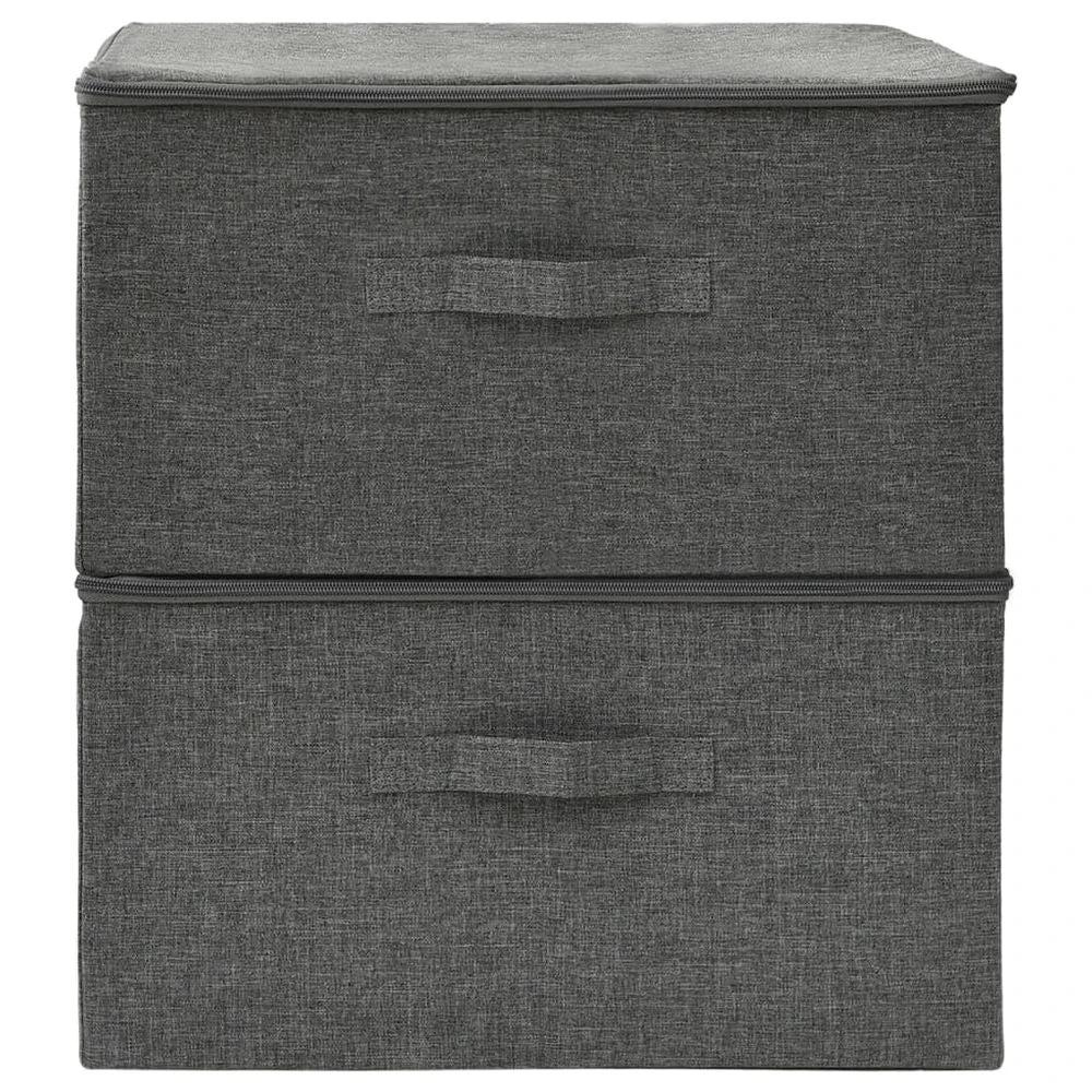 Storage Boxes 2 pcs vidaXL Fabric 43x34x23 cm Anthracite - Storage Box from vidaXL