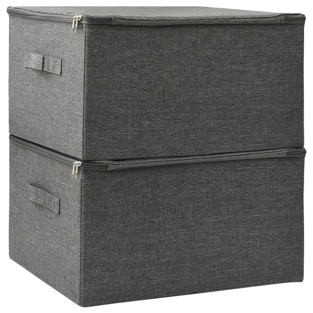Storage Boxes 2 pcs vidaXL Fabric 43x34x23 cm Anthracite - Storage Box from vidaXL