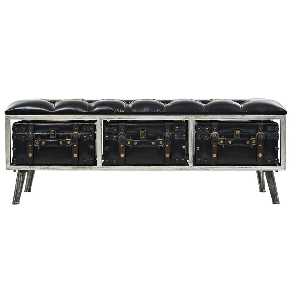 Storage Bench 110 cm vidaXL Black Artificial Leather - Storage Box from vidaXL
