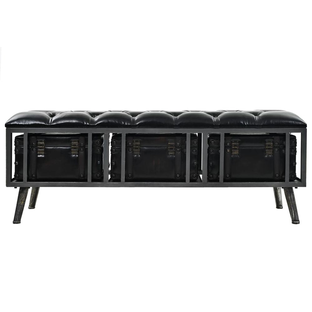 Storage Bench 110 cm vidaXL Black Artificial Leather - Storage Box from vidaXL