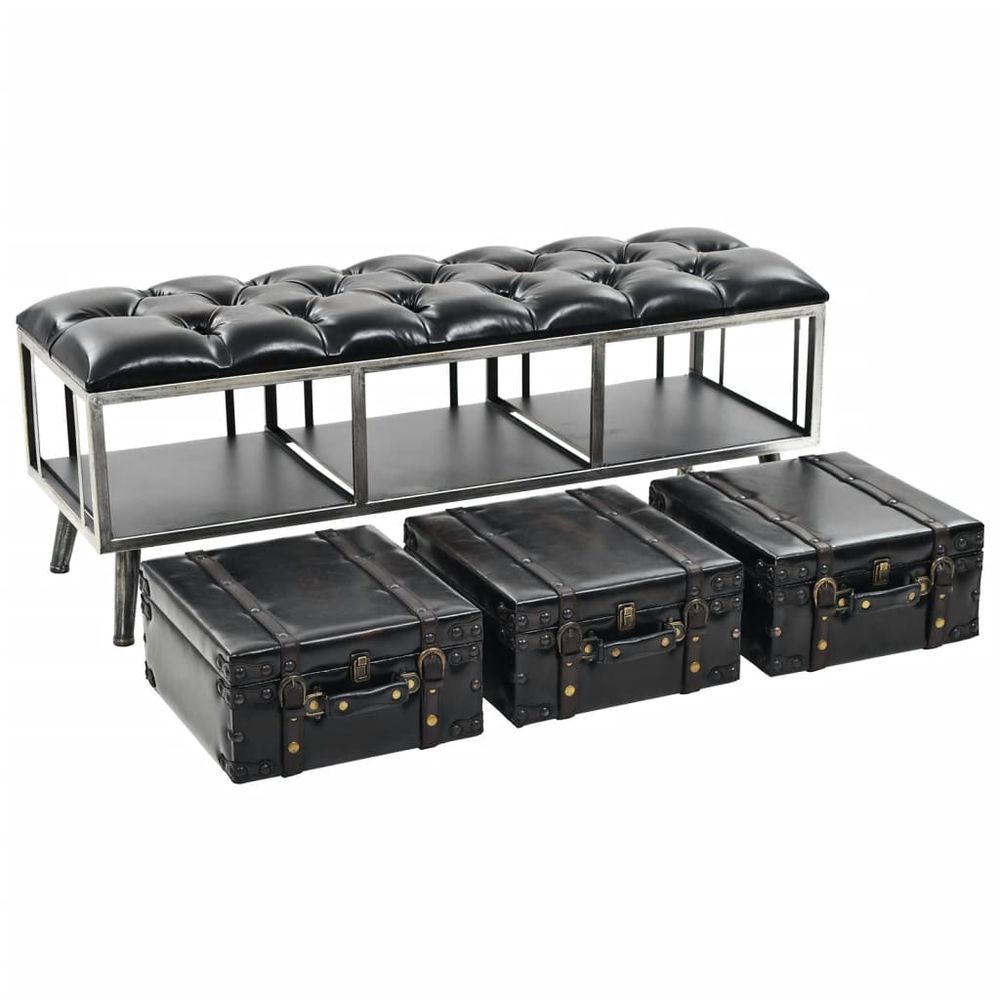 Storage Bench 110 cm vidaXL Black Artificial Leather - Storage Box from vidaXL