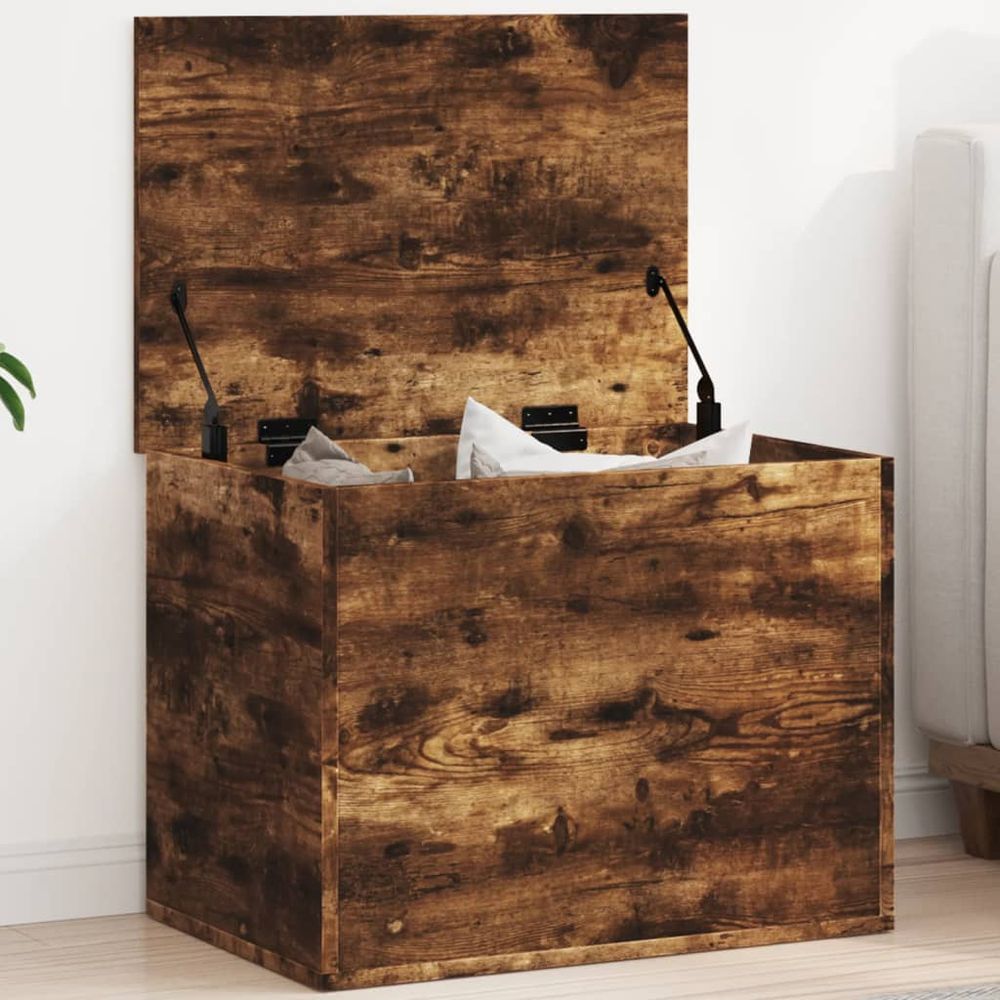 Storage Box Smoked Oak 60x42x46 cm vidaXL Engineered Wood - Storage Box from vidaXL