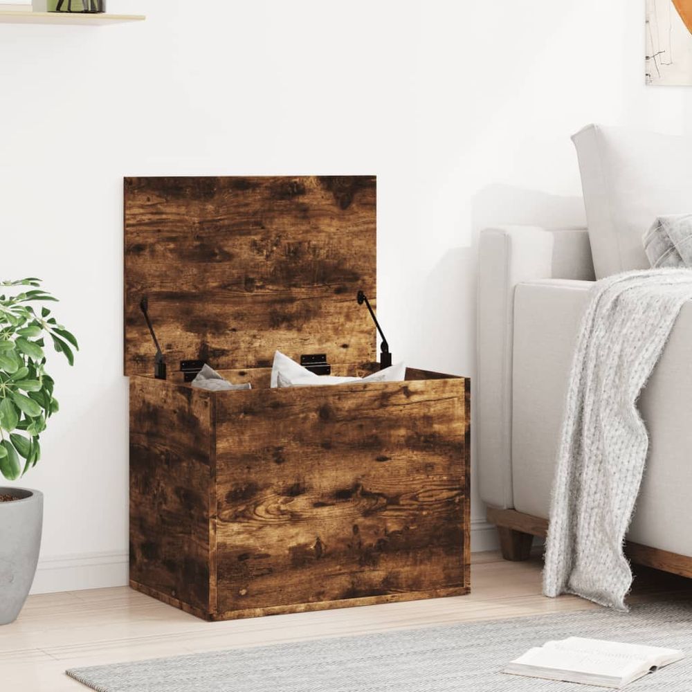 Storage Box Smoked Oak 60x42x46 cm vidaXL Engineered Wood - Storage Box from vidaXL
