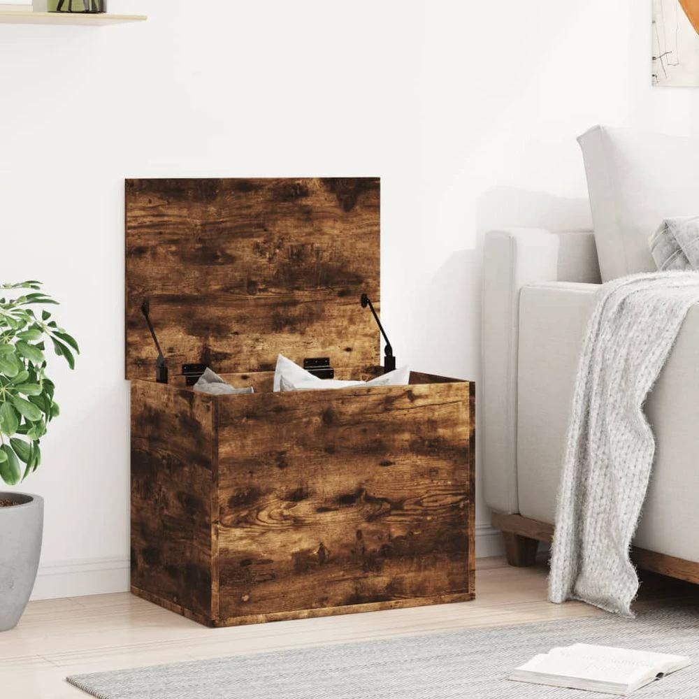 Storage Box Smoked Oak 60x42x46 cm vidaXL Engineered Wood by vidaXL