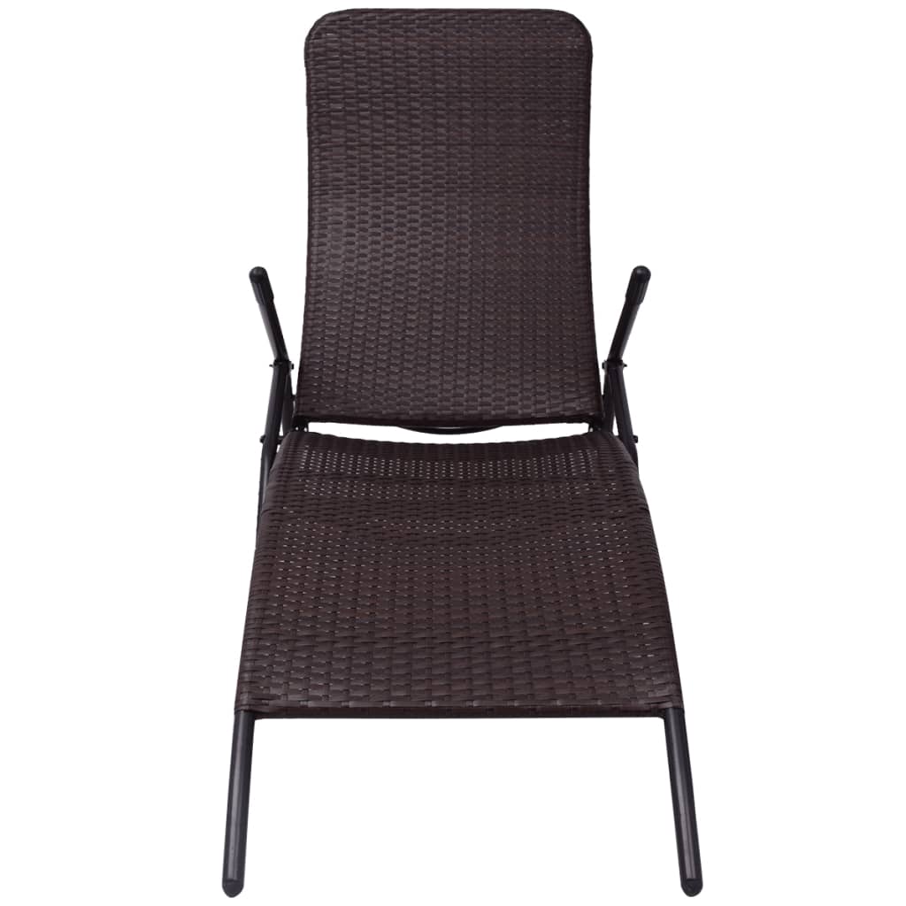 vidaXL Folding Sun Lounger Poly Rattan Brown - Sun Lounger from vidaXL