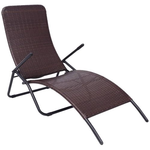 vidaXL Folding Sun Lounger Poly Rattan Brown - Sun Lounger from vidaXL