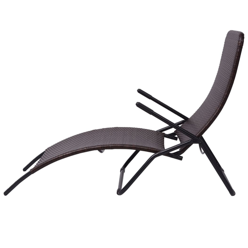 vidaXL Folding Sun Lounger Poly Rattan Brown - Sun Lounger from vidaXL