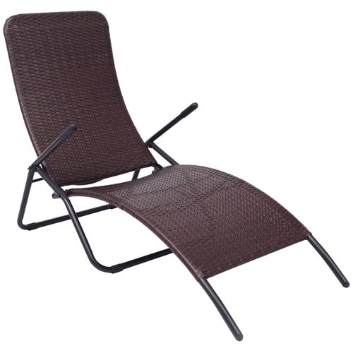 vidaXL Folding Sun Lounger Poly Rattan Brown - Sun Lounger from vidaXL