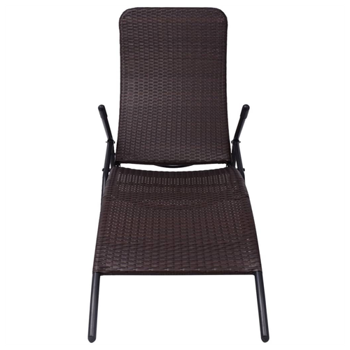 vidaXL Folding Sun Lounger Poly Rattan Brown - Sun Lounger from vidaXL