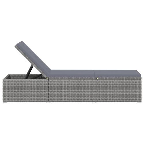 Sun Lounger with Dark Grey Cushion Poly Rattan Grey - Sun Lounger from vidaXL
