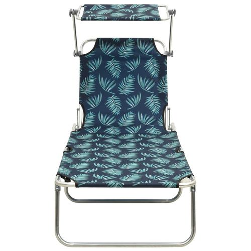 vidaXL Folding Sun Lounger with Canopy Leaf Print Aluminium - Sun Lounger from vidaXL