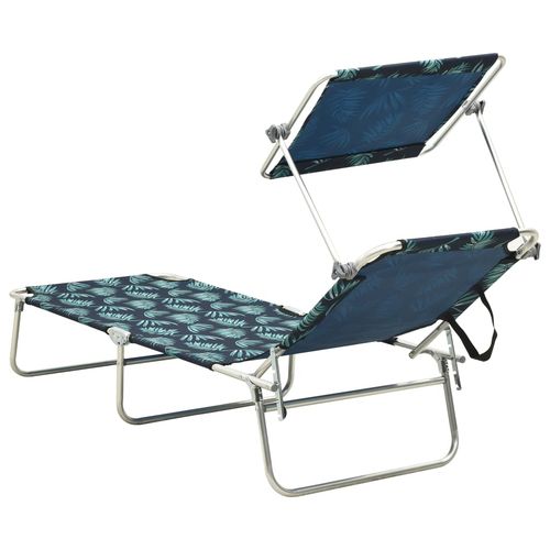 vidaXL Folding Sun Lounger with Canopy Leaf Print Aluminium - Sun Lounger from vidaXL