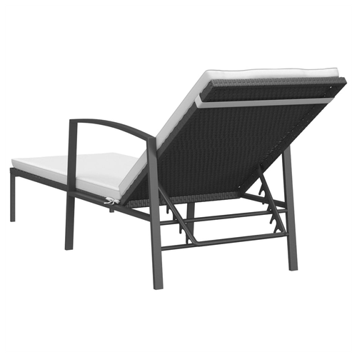 vidaXL Garden Sun Lounger with Cushion Poly Rattan Black - Sun Lounger from vidaXL